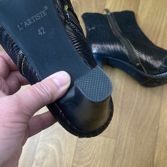 Spring Step L’ Artiste Ignited Black/Bronze Metallic Lace Booties 42 US 10.5-11 - Picture 4 of 12